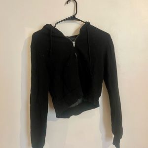 Brandy Melville cropped zip up hoodie sweatshirt - black color